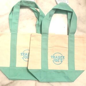 Two Mini Trader Joe’s Canvas Tote Bag Set in Teal!